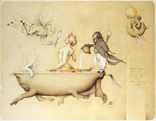 Michael Parkes "Running The Bath" Stone Lithographs
