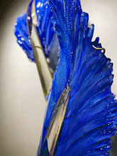 Nic McGuire "Feather, Pair - Cobalt & 23K Gold" Hand-blown Glass